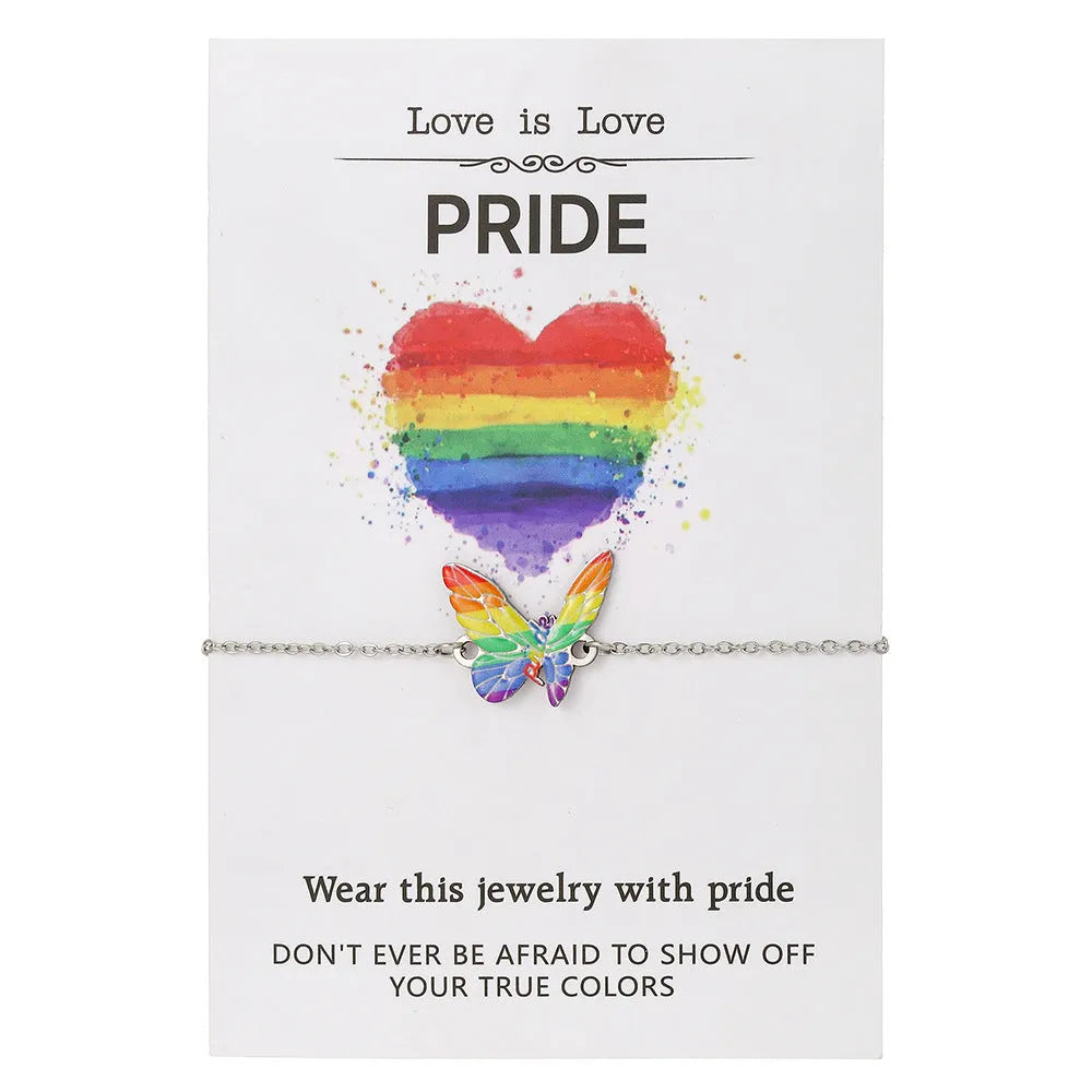 Stainless steel necklace and matching friendship bracelet with inspirational colour printing