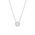 White mother of pearl shell flower necklace on O-chain in gold or silver finish