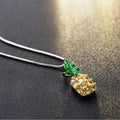 Korean fashion women's pineapple diamond necklace with geometric pendant in silver colour plating