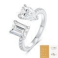 Square moissanite ring in 925 sterling silver with electroplated non-fading finish, geometric drop shape, US sizes 5 to 9