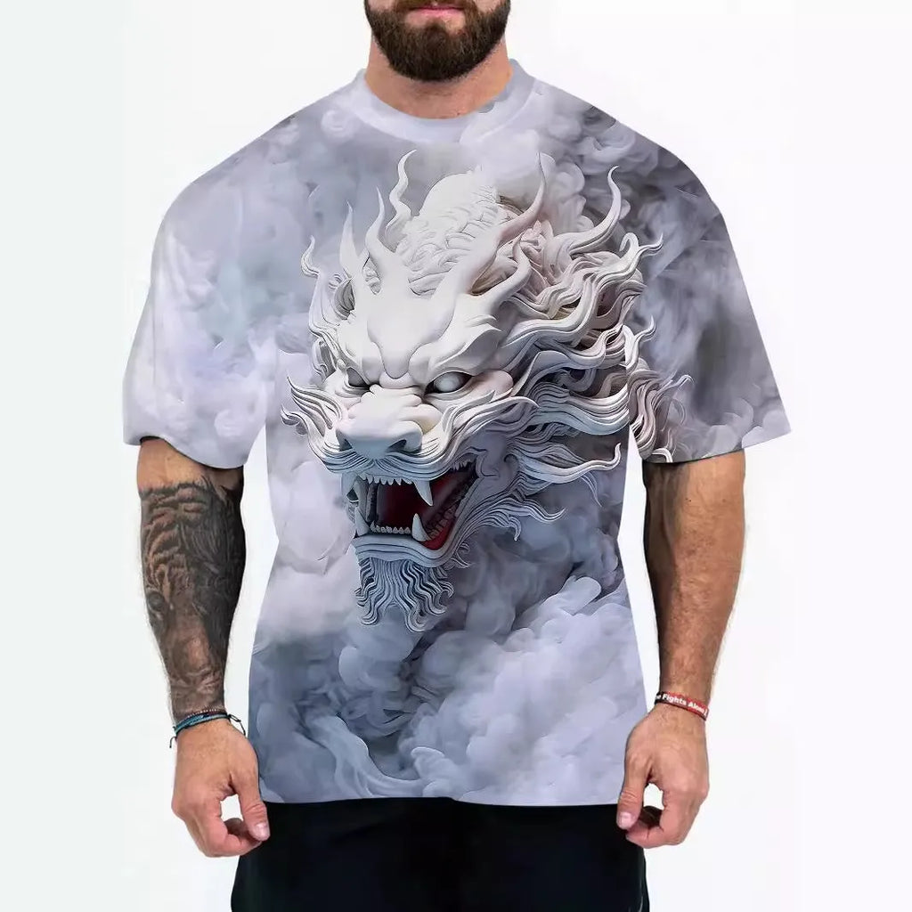 Men's loose fit graphic T-shirt in thin fabric showing Coloured Letters design