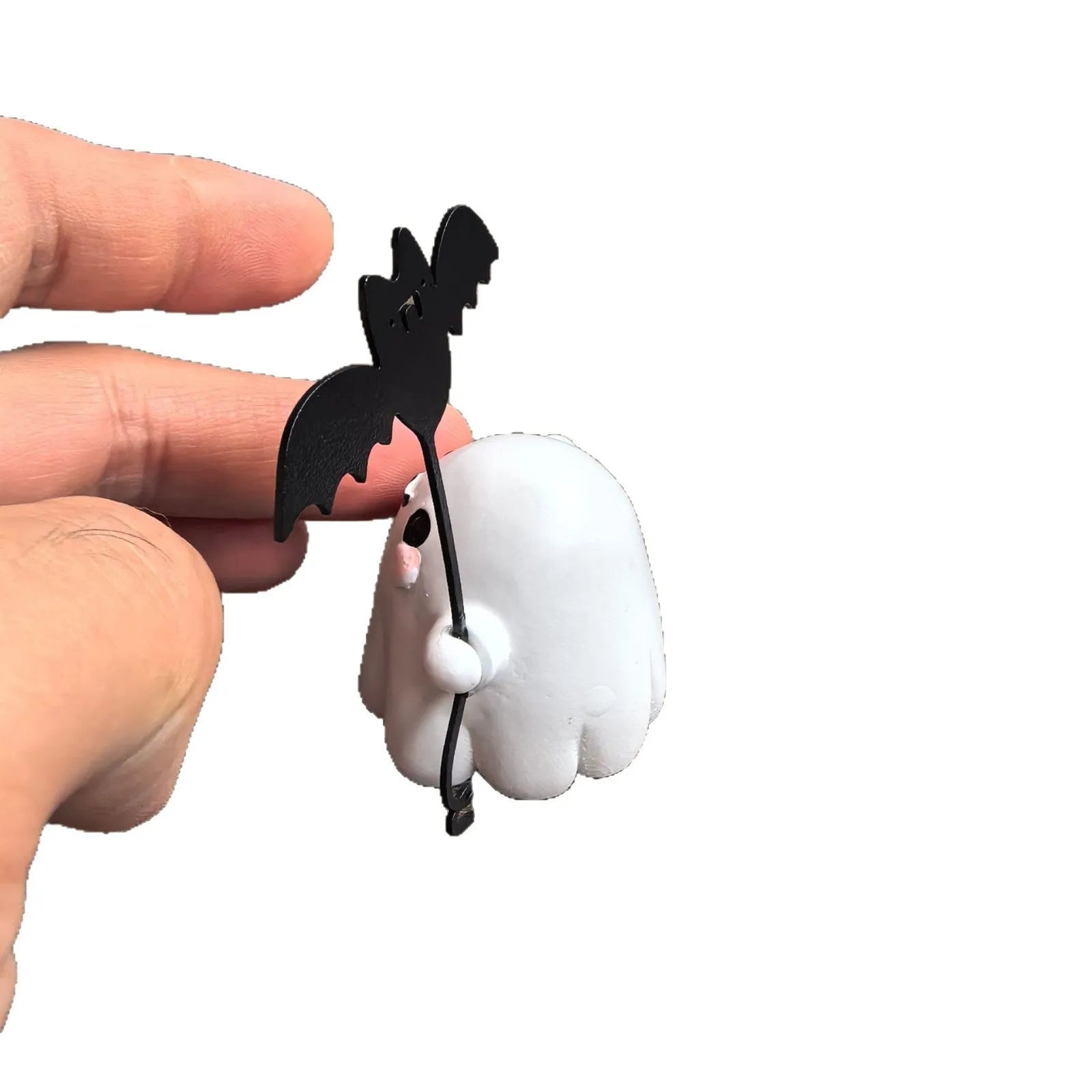 Mini ghost walking dog resin statue Halloween ornament with bat