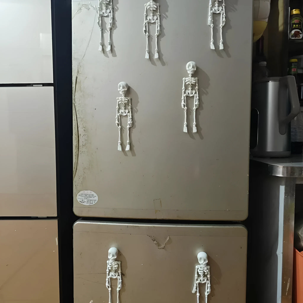 3D printed skull refrigerator magnet ornament measuring 18cm high by 4.5cm wide in multiple colour options