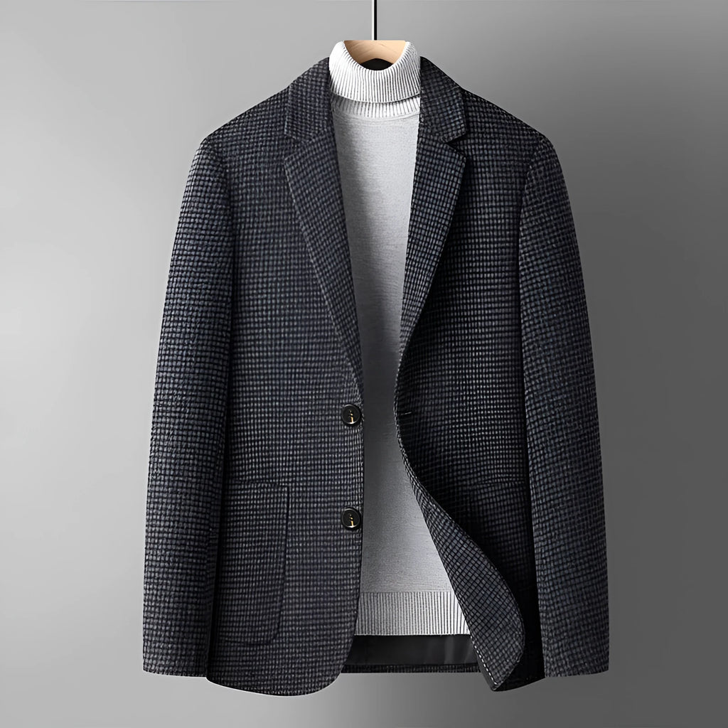 Men's slim fit wool blend suit jacket in solid colours and houndstooth pattern for autumn wear