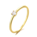 A simple single diamond ring with a fine circular copper band, shown in blue, green, red, and white colour variations.