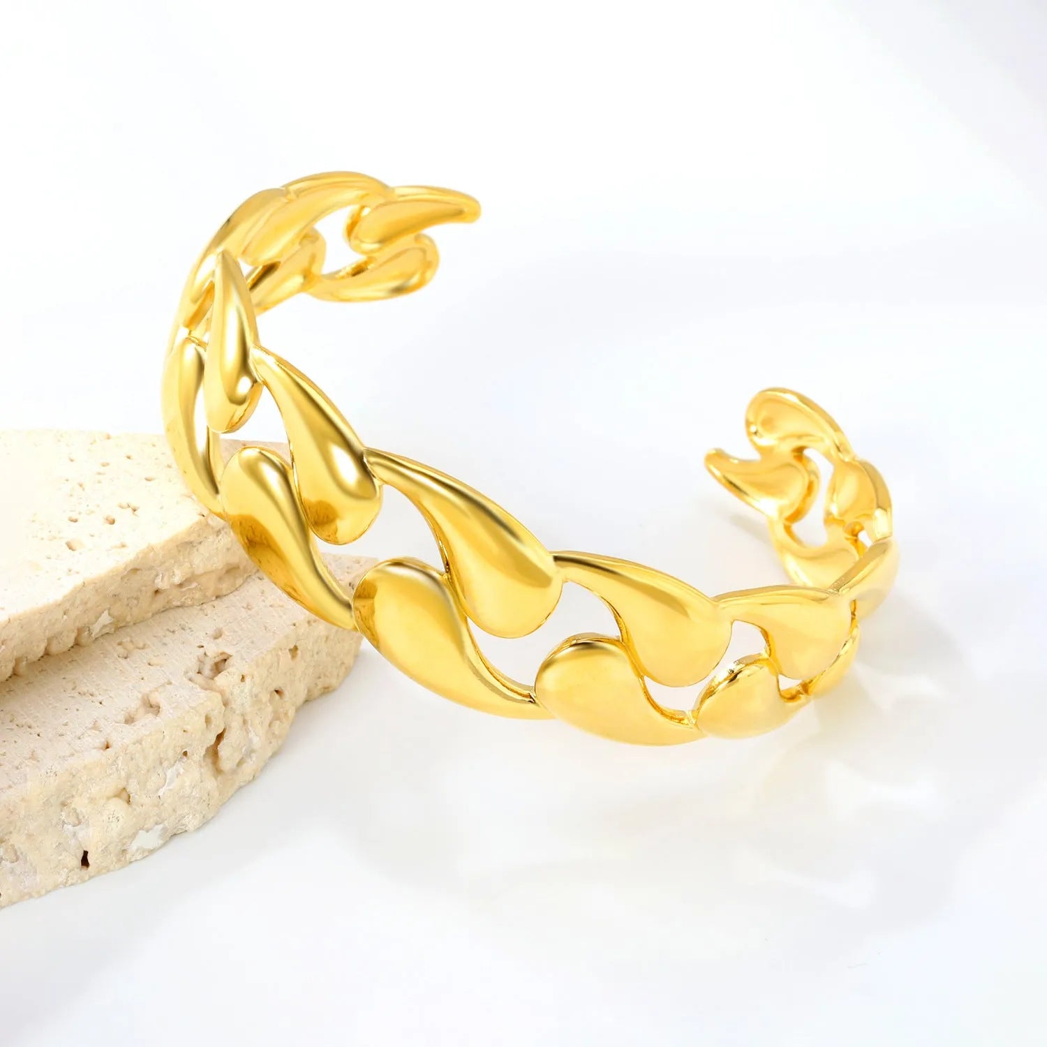 Stainless steel luxury-inspired bracelet in silver, gold, and two-tone colour options