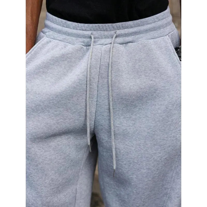 Men's high-waist straight-leg casual trousers in bamboo fibre fabric with rabbit fur composition