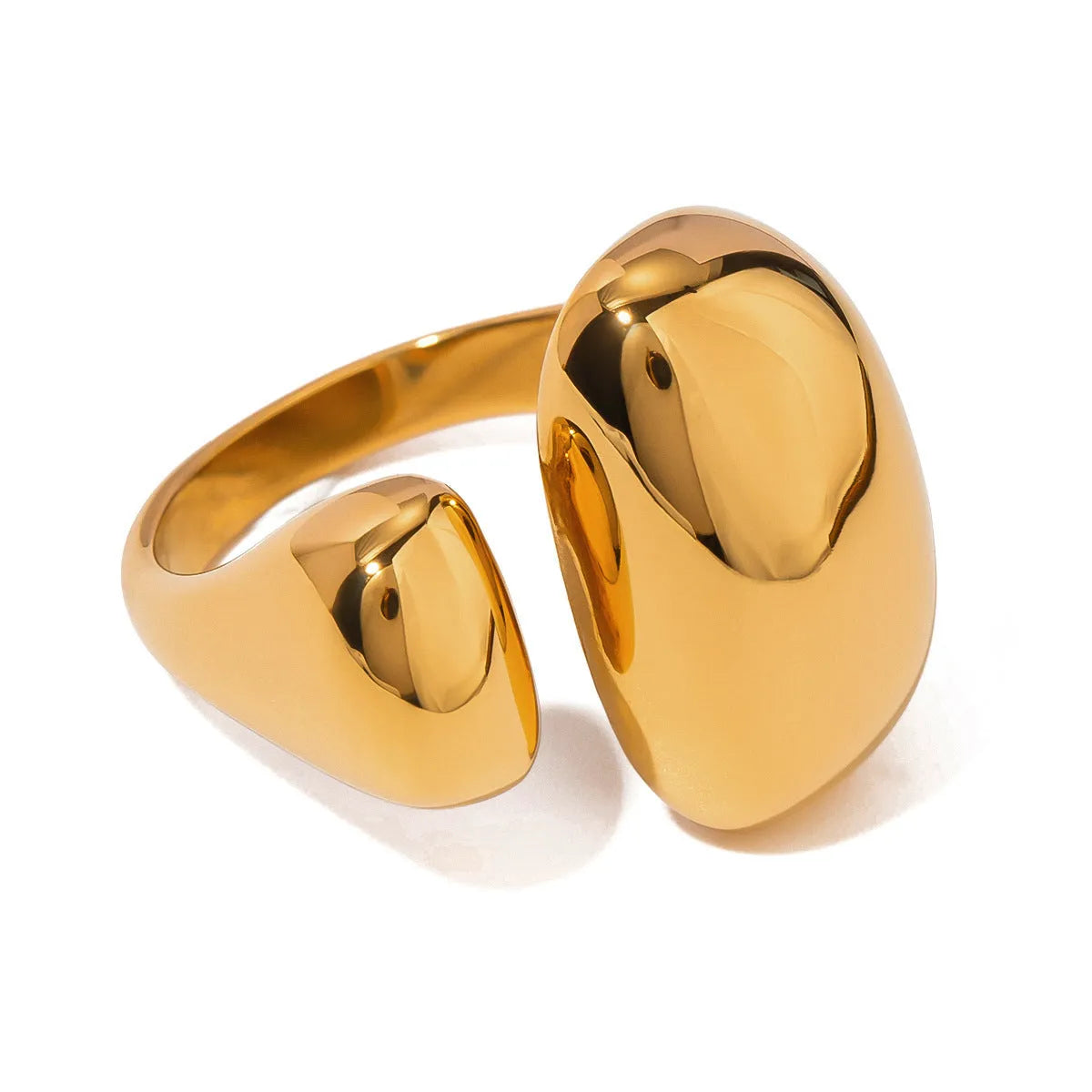 Stainless steel geometric open ring with electroplated finish in colour JDR2405081