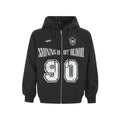 Women's red American retro style loose hooded jacket with embroidered letters