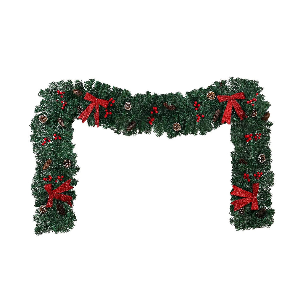 Christmas rattan pine cone bow decorative showcase with European style design and optional lighting