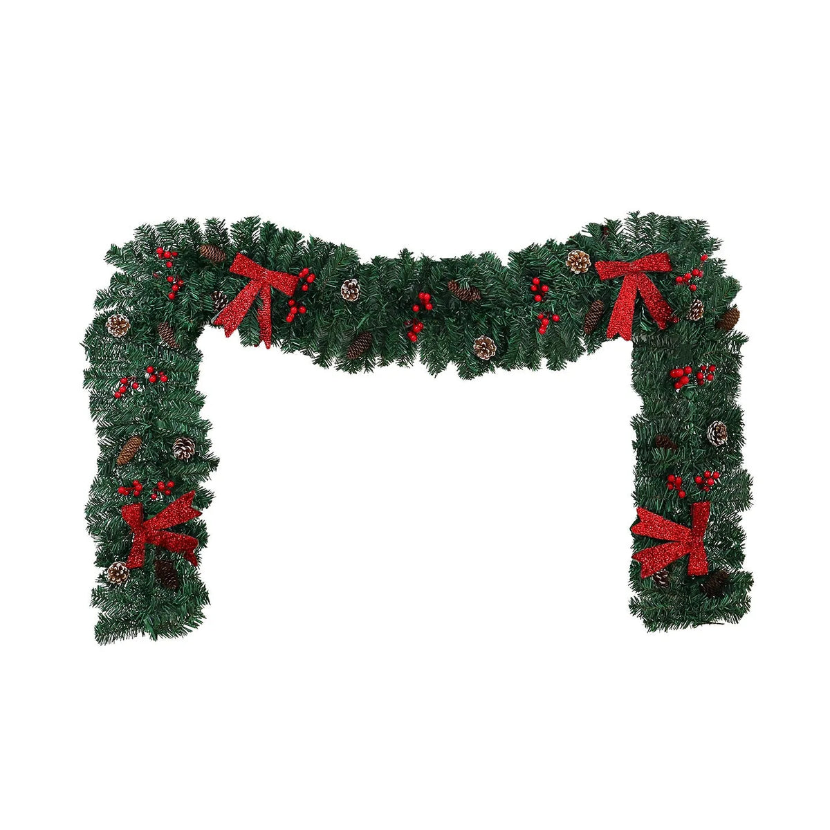 Christmas rattan pine cone bow decorative showcase with European style design and optional lighting