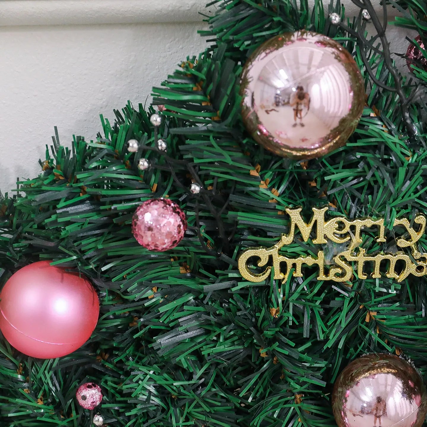 2.7 metre pink artificial rattan vine Christmas decoration with lighting options