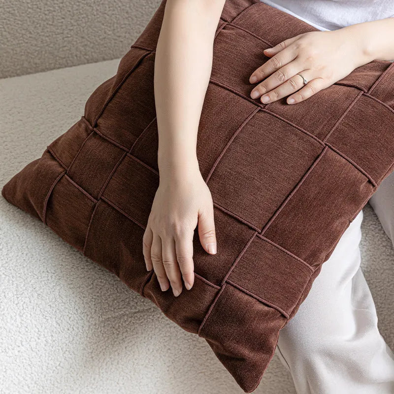 Square chenille woven cushion in 50x50cm size with feather velvet filler