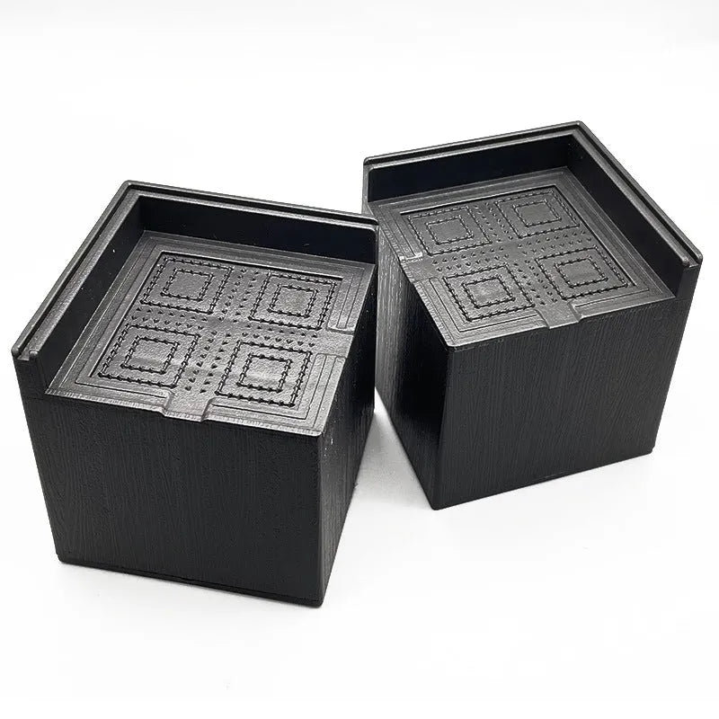 Four black plastic thickened foot mats for bed legs and sofa feet