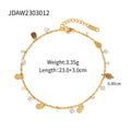 Women's stainless steel anklet with a silver water drop tassel charm and geometric links on an adjustable chain.