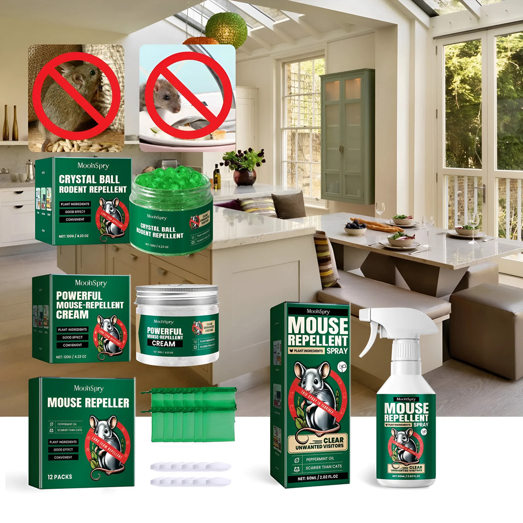 60ml bottle of natural rat repellent spray with essential oils of clove, peppermint, camphor and chilli.