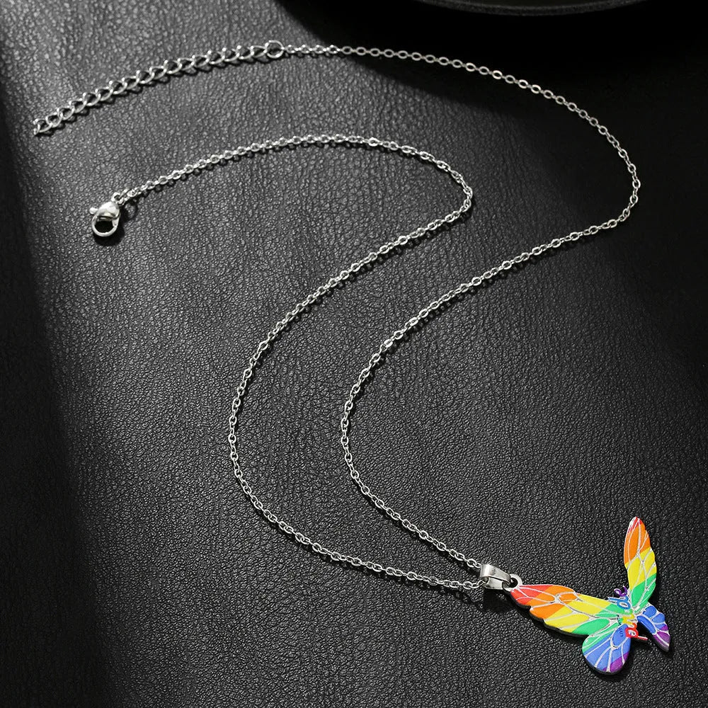Stainless steel necklace and matching friendship bracelet with inspirational colour printing