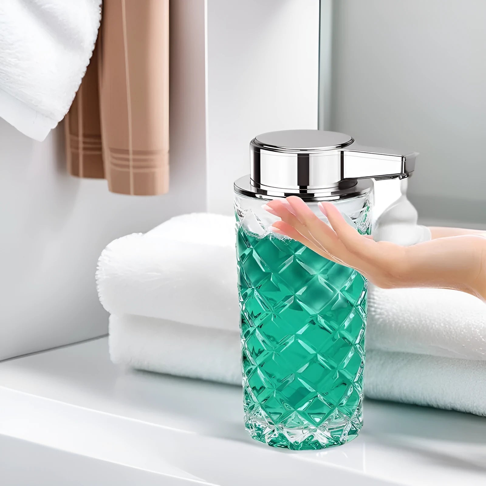 Automatic sensor soap dispenser with silver-plated PET shell and Type-C charging port