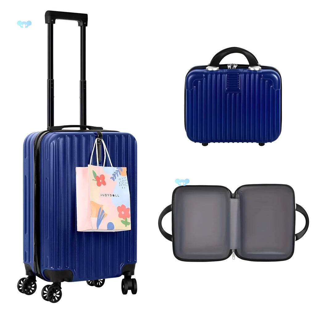 Aluminium alloy 20-inch suitcase and 14-inch mini box travel set with a towel.