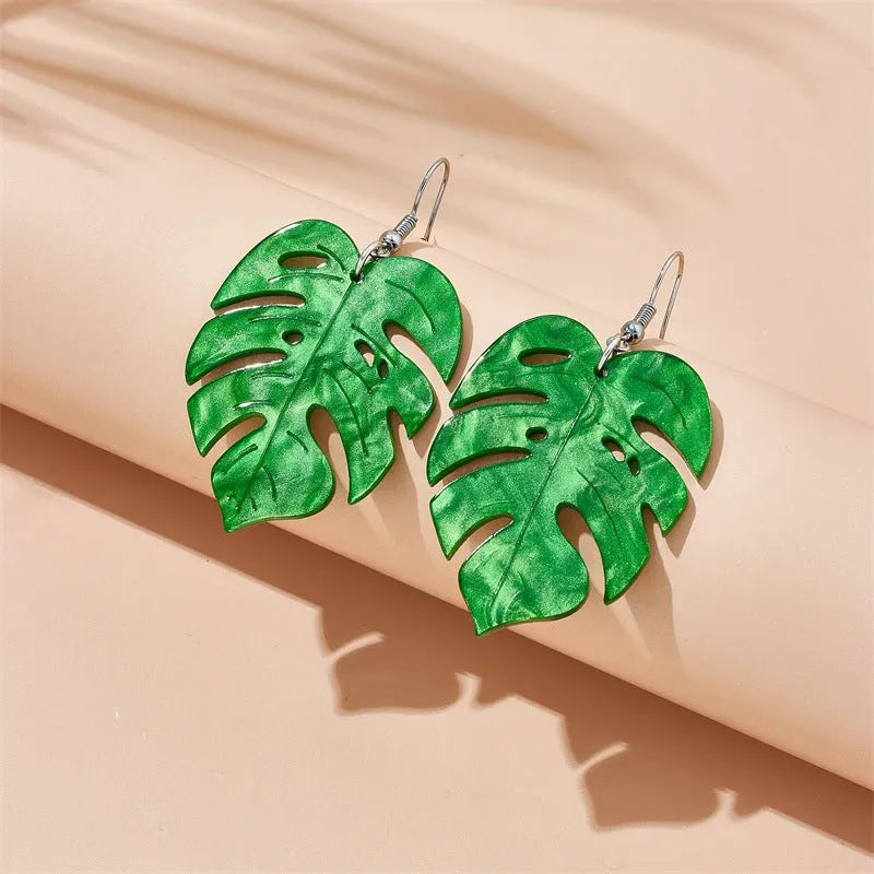 Acrylic drop earrings with coconut and jackfruit charm on alloy hooks in one of five colour styles.