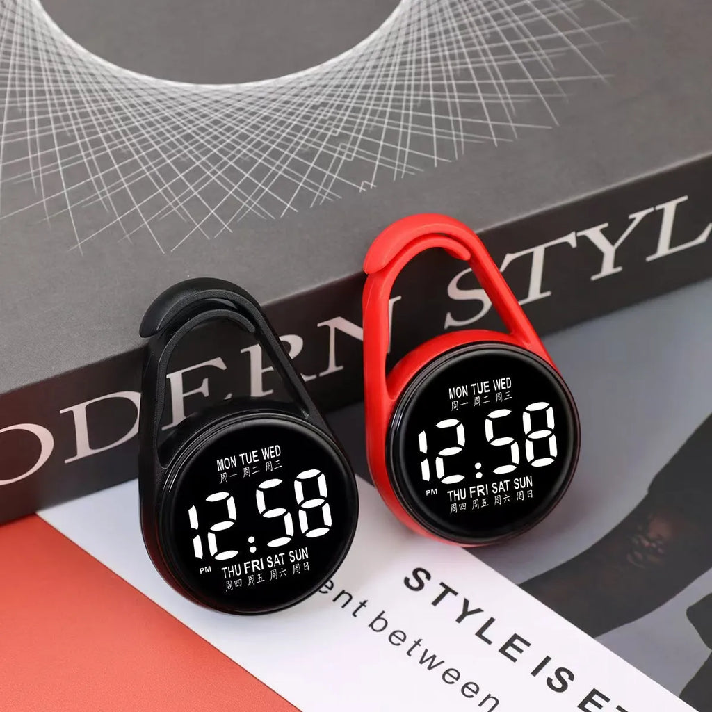 LED electronic watch with weekday display in waterproof mini design showing ten colour options