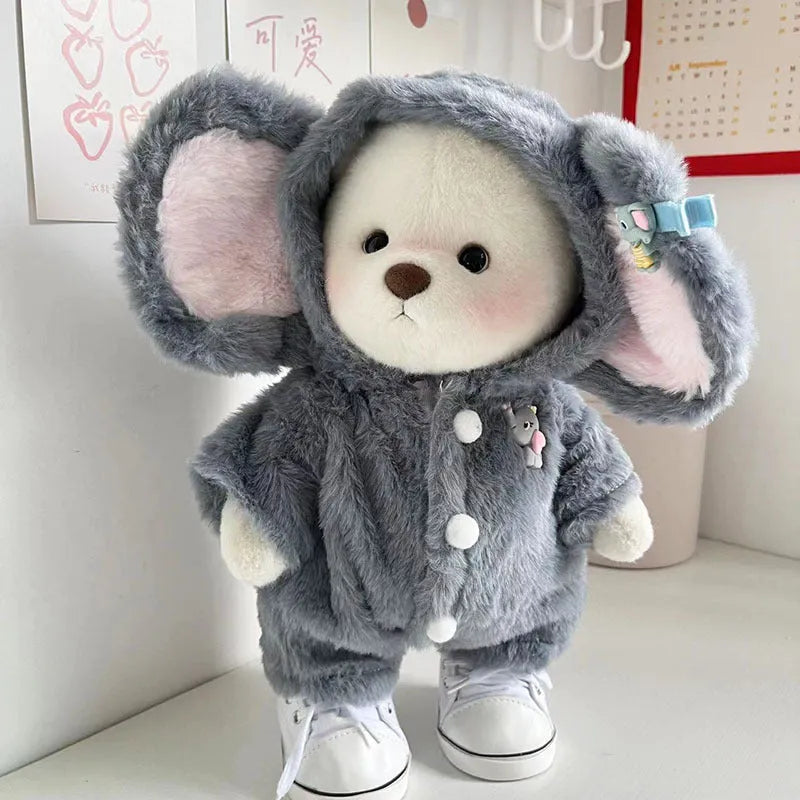Grey elephant plush jumpsuit costume for 30cm Lina bear doll