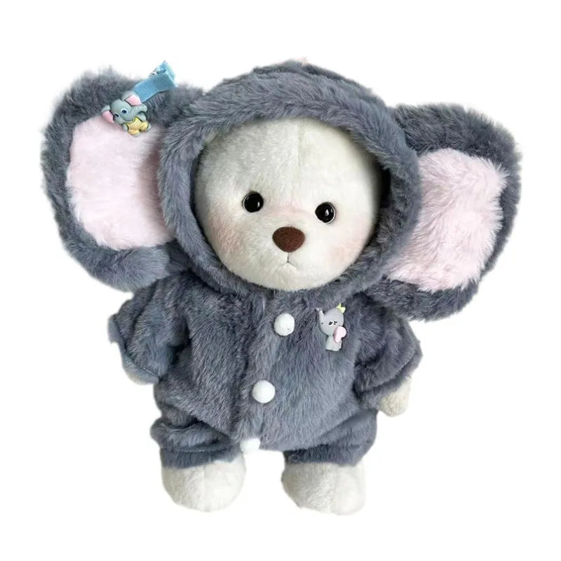 Grey elephant plush jumpsuit costume for 30cm Lina bear doll