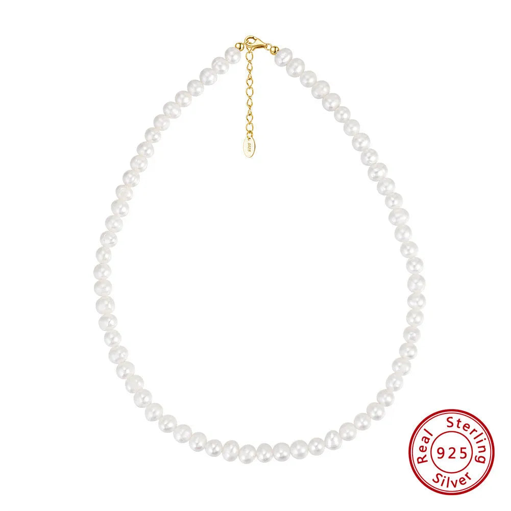 Women's adjustable necklace with 6-7mm freshwater pearl on 925 sterling silver chain