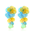 Handmade string bead flower earrings in exaggerated European American dopamine style with floral leaf shapes