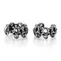 Stainless steel geometric skull ear clips with hollow design and electroplated finish