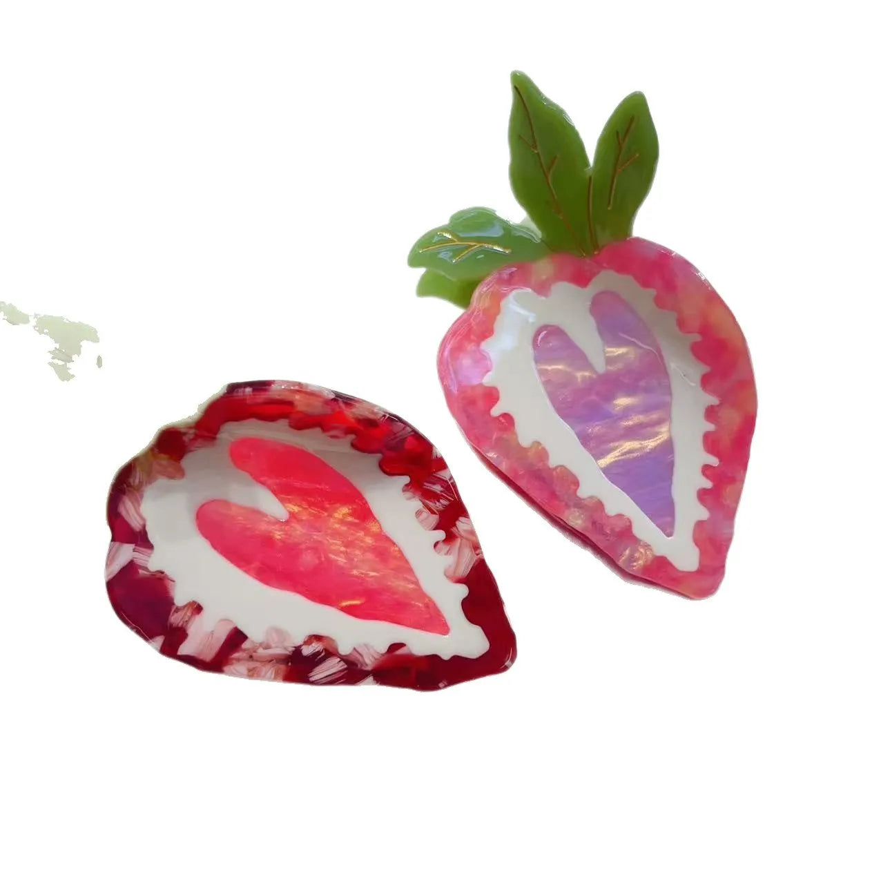 Handmade strawberry hairpin for girls in red pastoral style with fruit decoration