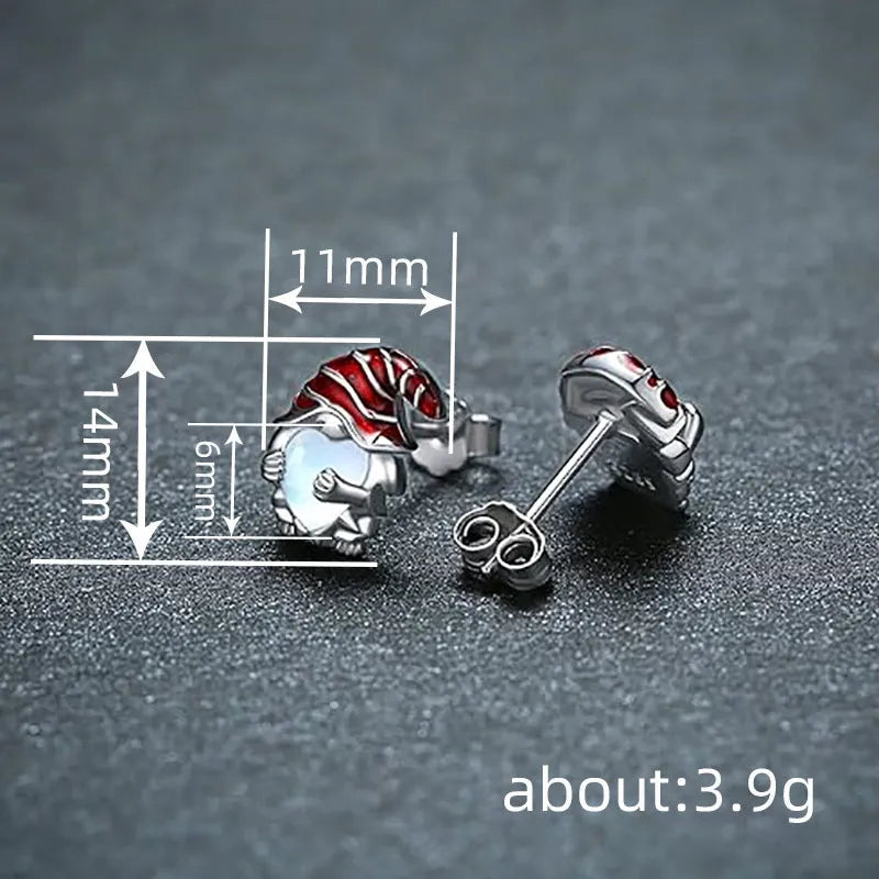 Women's copper Santa Claus heart earrings in electroplated white gold colour