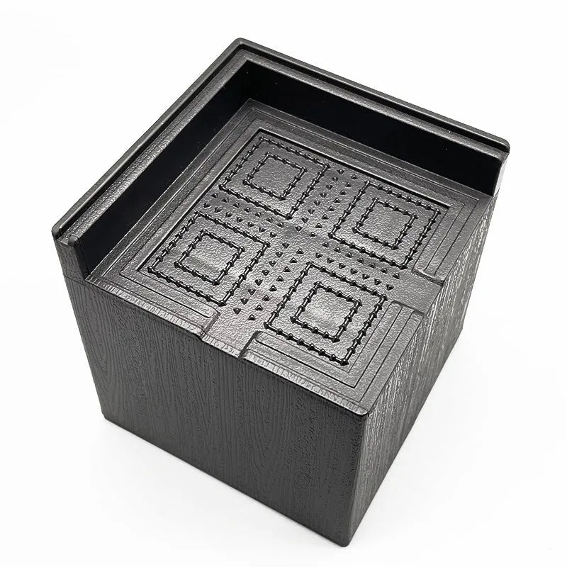 Four black plastic thickened foot mats for bed legs and sofa feet