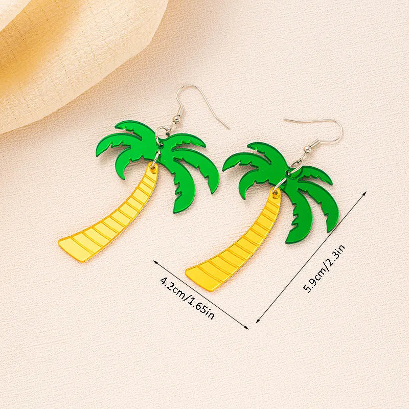 Acrylic drop earrings with coconut and jackfruit charm on alloy hooks in one of five colour styles.