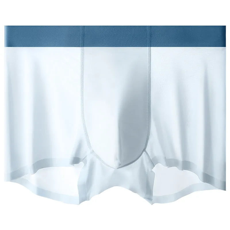 Men's ice silk seamless shorts in bean green showing mid-waist fit and knitted texture