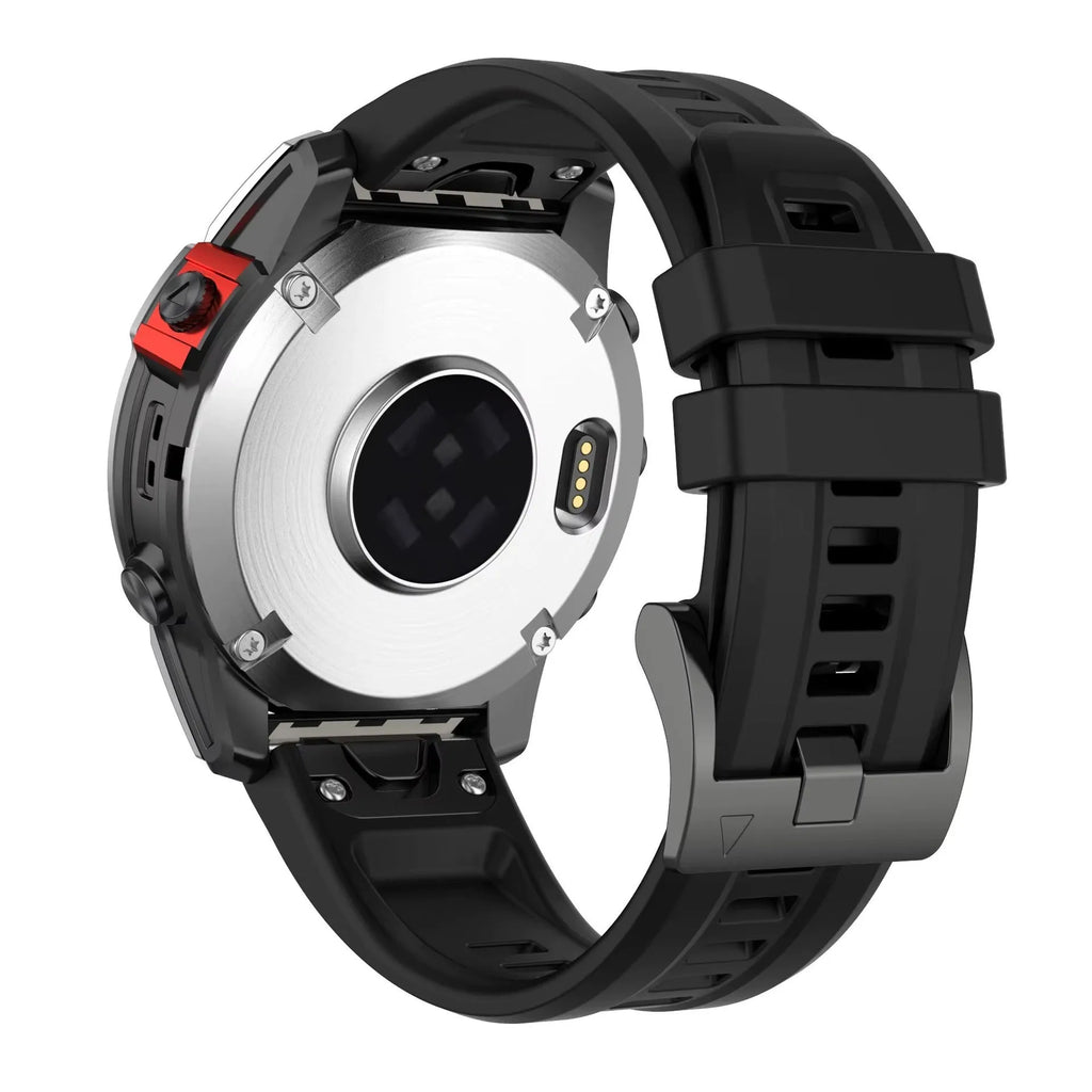 Jiaming Fenix7 quick release silicone watchband in multiple colours and sizes on a watch case.