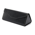 Handmade black PU cowhide triangle folding glasses case for full rim frames.