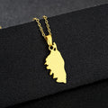 Stainless steel French Corsica faceted pendant necklace with glossy electroplating finish and O-ring chain