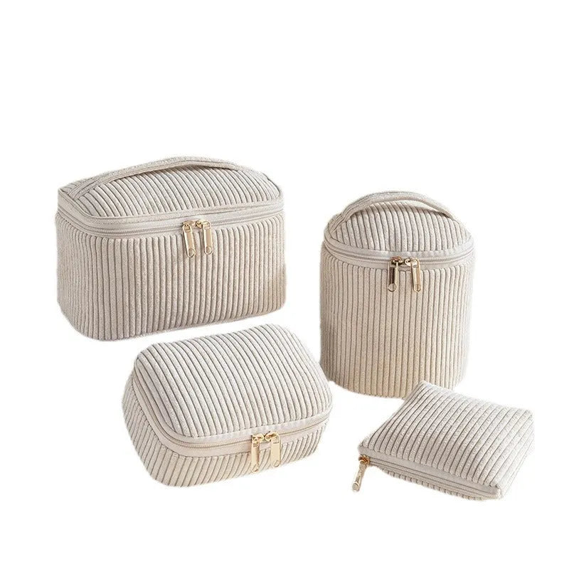 Flannelette makeup bag four-piece set in cube style with polyester material