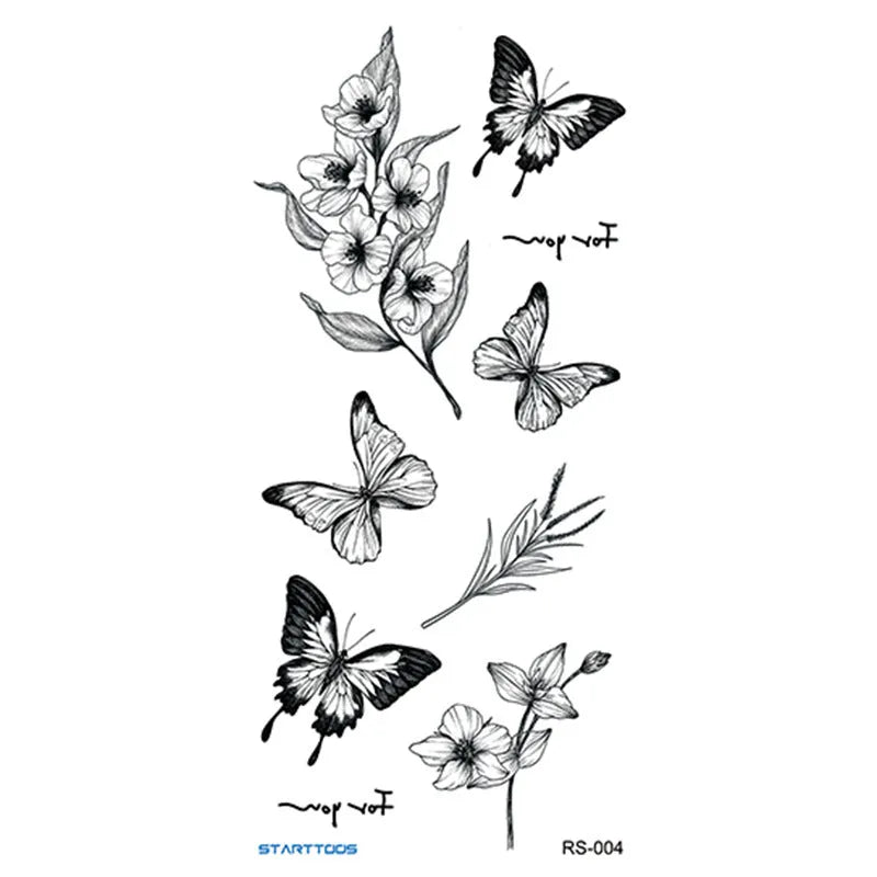 Creative Home flowers and plants tattoo sticker water transfer printing 6x17 cm RS pattern series