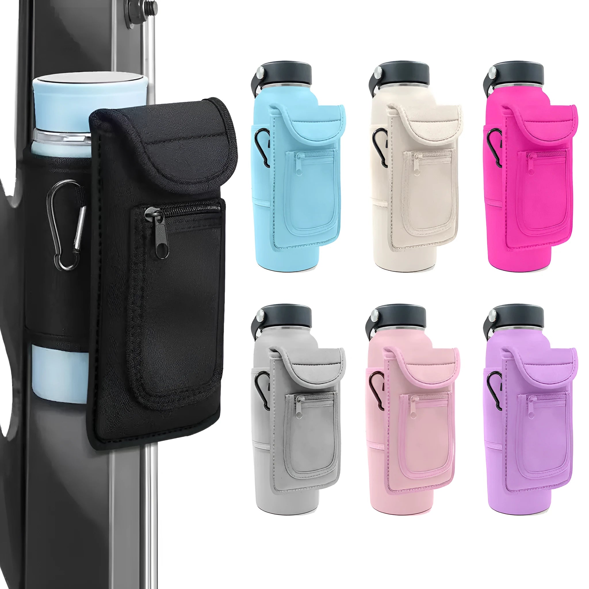 Large capacity cloth fabric cup sleeve with magnetic closure for kettle and sports bottle protection