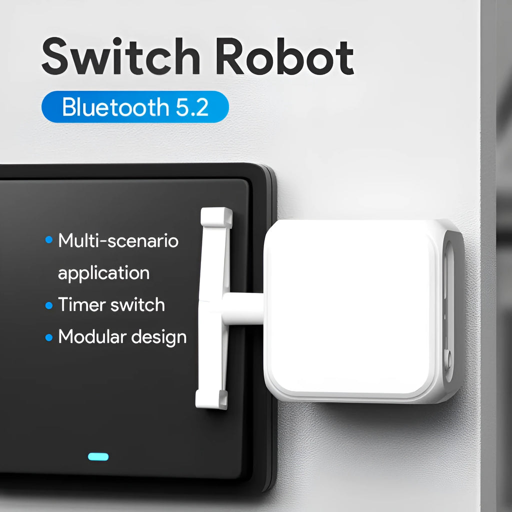 White Bluetooth rocker arm finger robot remote control device measuring 53x29x14mm