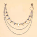 Silver metal pants chain with double-layer design and 115cm length for trouser ornamentation