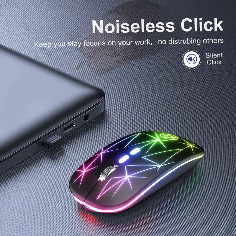 Wireless Bluetooth gaming mouse with luminous charging indicator and metal scroll wheel