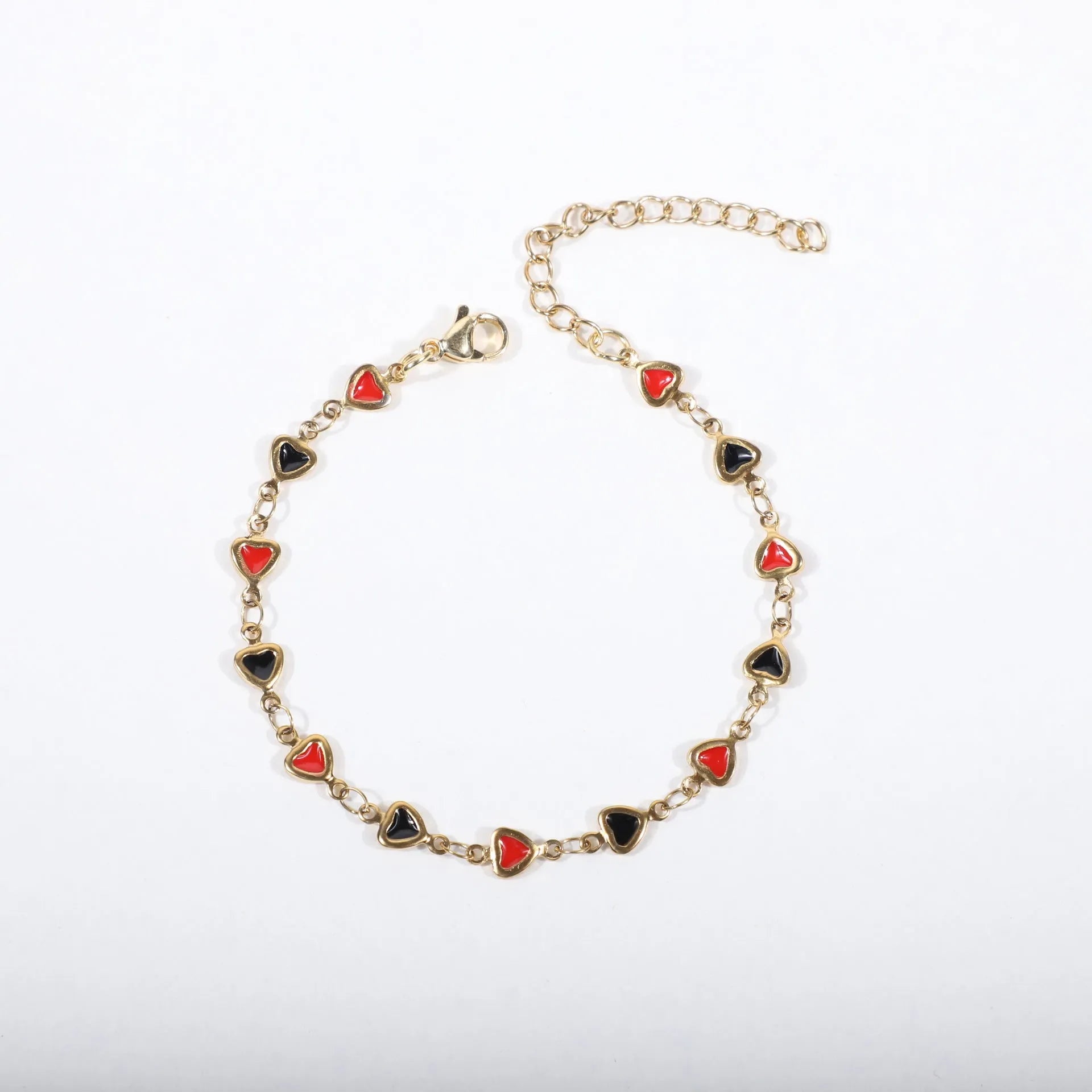 Stainless steel bracelet with heart design and 18K gold plating in multiple colour options