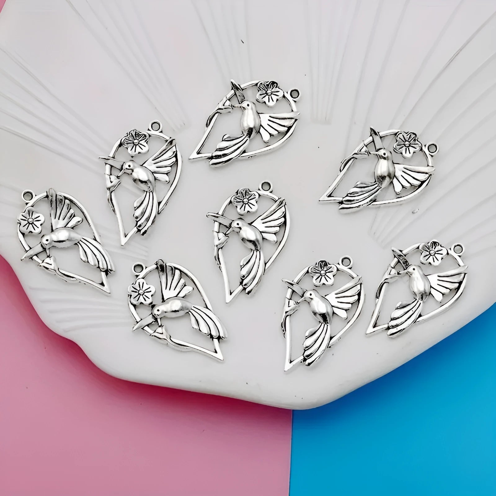Electroplated alloy magpie bird pendant charm for DIY jewellery making