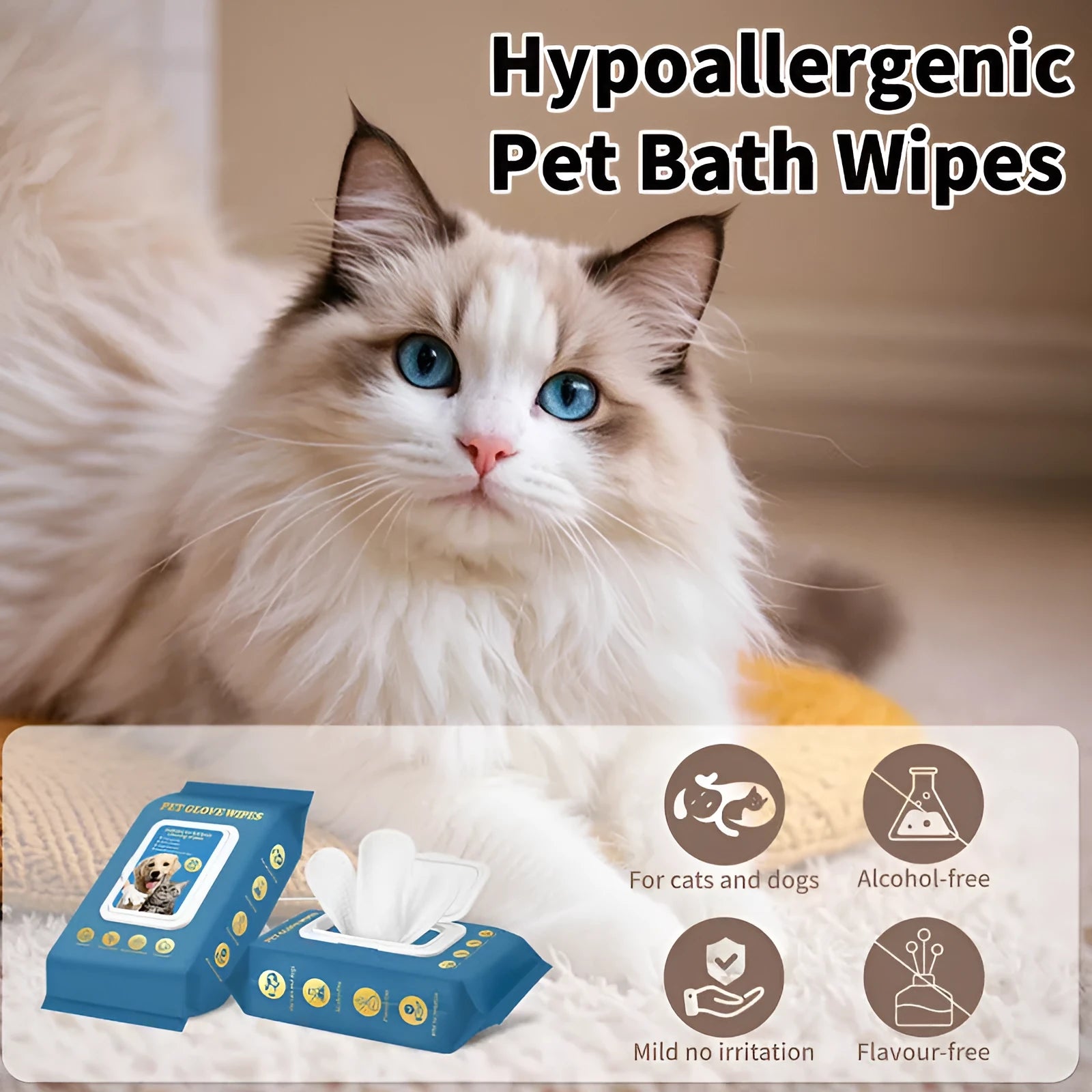 Pack of disposable pet gloves for dog and cat bathing and grooming tasks