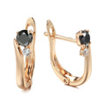 Gold-plated drop earrings with black agate stones in retro geometric design