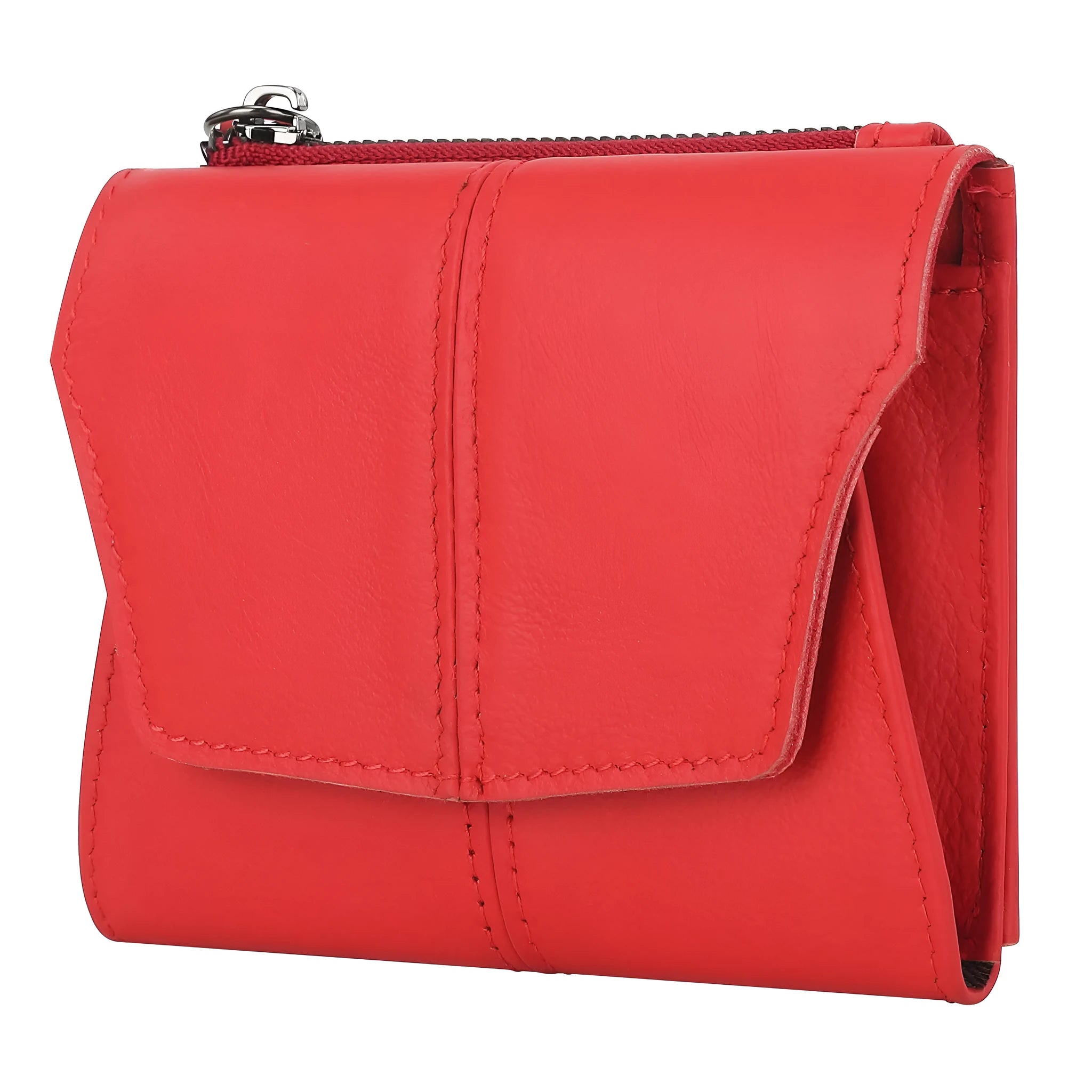 Genuine cowhide leather coin purse with stitching details in six colour options