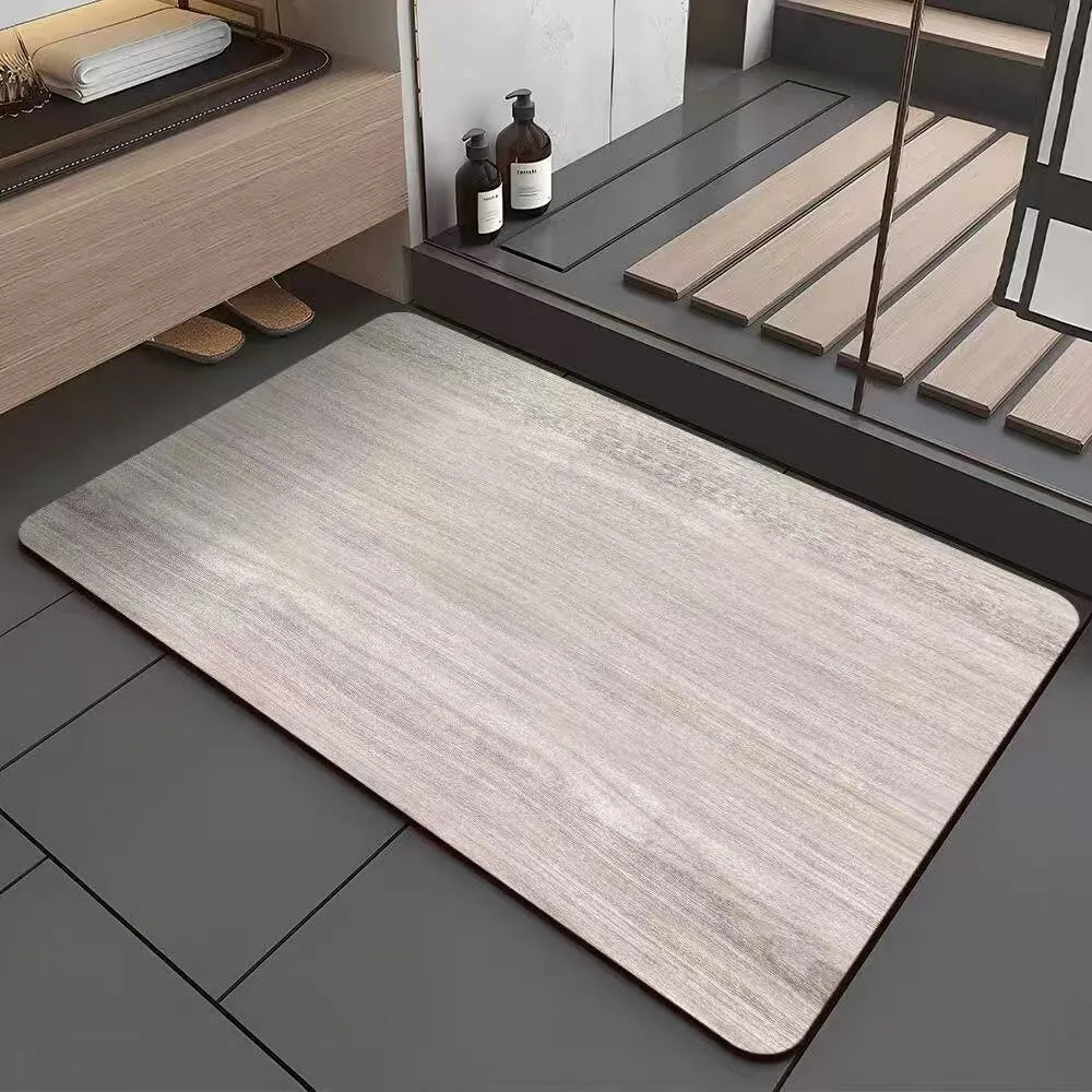 Square wood grain pattern floor mat for shower room in diatom ooze material